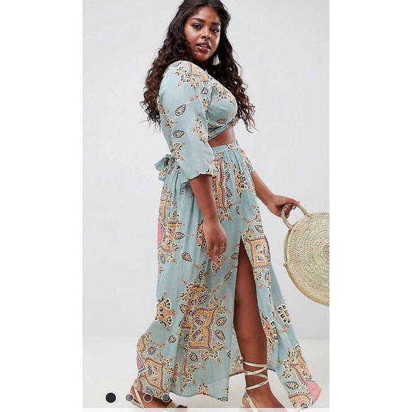 ASOS curve mint paisley print 2 piece set - Picture 3 of 8